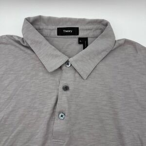 Theory Polo Shirt Soft Knit Casual Short Sleeve Gray Mens‎ Size XL